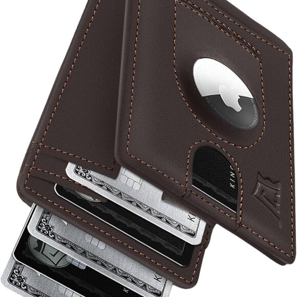 Premium Leather Airtag Wallet for MenRFID Blocking & Money Clip - Slim Design